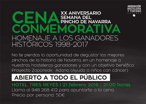 Cena Conmemorativa Benéfica 20 Aniversario Semana Pincho de Navarra. Homenaje ganadores históricos.