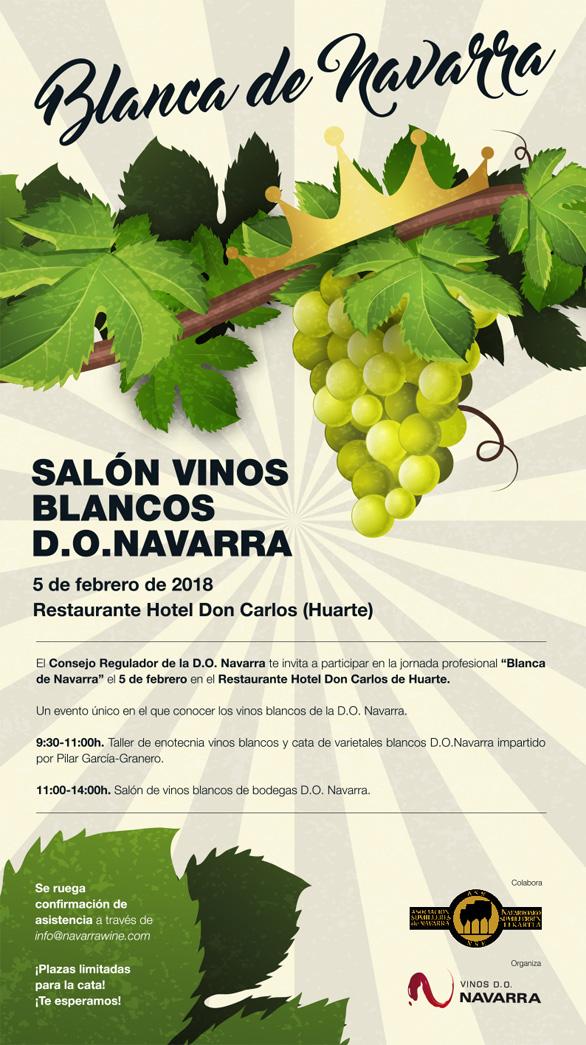Salón Vinos Blancos D.O. Navarra el 5 de febrero en el Restaurante Hotel Don Carlos