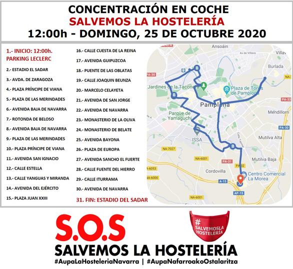 Concentración en coche este domingo para protestar contra el cierre de la hostelería